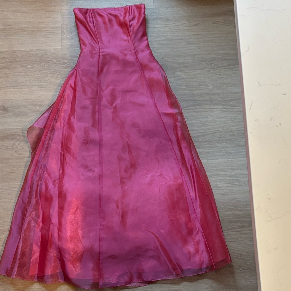 Elegant Pink Strapless Prom Dress